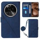 For OPPO Find X6 Pro Crossbody 3D Embossed Flip Leather Phone Case(Blue) - 1