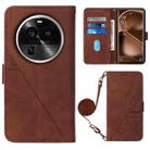 For OPPO Find X6 Pro Crossbody 3D Embossed Flip Leather Phone Case(Brown) - 1