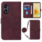 For OPPO Reno8 T 5G / A1 Pro 5G Global Crossbody 3D Embossed Flip Leather Phone Case(Wine Red) - 1