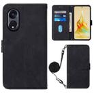 For OPPO Reno8 T 5G / A1 Pro 5G Global Crossbody 3D Embossed Flip Leather Phone Case(Black) - 1