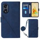 For OPPO Reno8 T 5G / A1 Pro 5G Global Crossbody 3D Embossed Flip Leather Phone Case(Blue) - 1