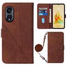 For OPPO Reno8 T 5G / A1 Pro 5G Global Crossbody 3D Embossed Flip Leather Phone Case(Brown) - 1