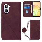 For Realme 10 4G Crossbody 3D Embossed Flip Leather Phone Case(Wine Red) - 1