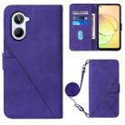 For Realme 10 4G Crossbody 3D Embossed Flip Leather Phone Case(Purple) - 1