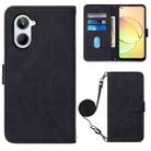 For Realme 10 4G Crossbody 3D Embossed Flip Leather Phone Case(Black) - 1