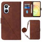 For Realme 10 4G Crossbody 3D Embossed Flip Leather Phone Case(Brown) - 1