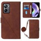 For Realme 10 Pro 5G Crossbody 3D Embossed Flip Leather Phone Case(Wine Red) - 1