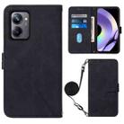 For Realme 10 Pro 5G Crossbody 3D Embossed Flip Leather Phone Case(Black) - 1