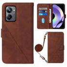 For Realme 10 Pro 5G Crossbody 3D Embossed Flip Leather Phone Case(Brown) - 1