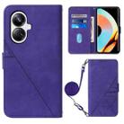 For Realme 10 Pro+ 5G Crossbody 3D Embossed Flip Leather Phone Case(Purple) - 1