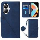 For Realme 10 Pro+ 5G Crossbody 3D Embossed Flip Leather Phone Case(Blue) - 1