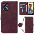 For Realme C55 Crossbody 3D Embossed Flip Leather Phone Case(Wine Red) - 1