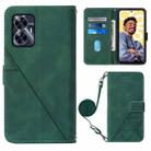 For Realme C55 Crossbody 3D Embossed Flip Leather Phone Case(Dark Green) - 1