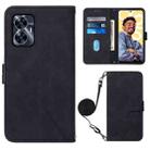 For Realme C55 Crossbody 3D Embossed Flip Leather Phone Case(Black) - 1