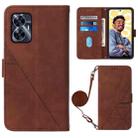 For Realme C55 Crossbody 3D Embossed Flip Leather Phone Case(Brown) - 1