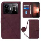 For Realme GT Neo 5  5G / GT 3 Crossbody 3D Embossed Flip Leather Phone Case(Wine Red) - 1