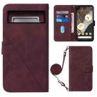 For Google Pixel 8 Crossbody 3D Embossed Flip Leather Phone Case(Wine Red) - 1