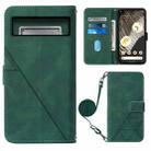 For Google Pixel 8 Crossbody 3D Embossed Flip Leather Phone Case(Dark Green) - 1