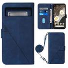 For Google Pixel 8 Crossbody 3D Embossed Flip Leather Phone Case(Blue) - 1