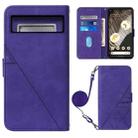 For Google Pixel 8 Pro Crossbody 3D Embossed Flip Leather Phone Case(Purple) - 1