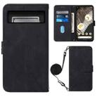 For Google Pixel 8 Pro Crossbody 3D Embossed Flip Leather Phone Case(Black) - 1