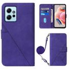 For Xiaomi Redmi Note 12 4G Global Crossbody 3D Embossed Flip Leather Phone Case(Purple) - 1