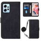 For Xiaomi Redmi Note 12 4G Global Crossbody 3D Embossed Flip Leather Phone Case(Black) - 1