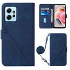 For Xiaomi Redmi Note 12 4G Global Crossbody 3D Embossed Flip Leather Phone Case(Blue) - 1