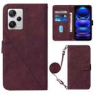 For Xiaomi Redmi Note 12 Pro+ 5G Global Crossbody 3D Embossed Flip Leather Phone Case(Wine Red) - 1