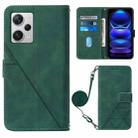 For Xiaomi Redmi Note 12 Pro+ 5G Global Crossbody 3D Embossed Flip Leather Phone Case(Dark Green) - 1
