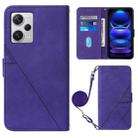 For Xiaomi Redmi Note 12 Pro+ 5G Global Crossbody 3D Embossed Flip Leather Phone Case(Purple) - 1