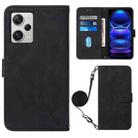 For Xiaomi Redmi Note 12 Pro+ 5G Global Crossbody 3D Embossed Flip Leather Phone Case(Black) - 1