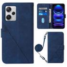 For Xiaomi Redmi Note 12 Pro+ 5G Global Crossbody 3D Embossed Flip Leather Phone Case(Blue) - 1