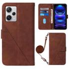 For Xiaomi Redmi Note 12 Pro+ 5G Global Crossbody 3D Embossed Flip Leather Phone Case(Brown) - 1