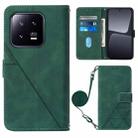 For Xiaomi 13 Crossbody 3D Embossed Flip Leather Phone Case(Dark Green) - 1