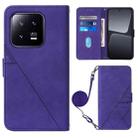 For Xiaomi 13 Crossbody 3D Embossed Flip Leather Phone Case(Purple) - 1