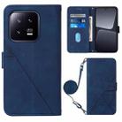 For Xiaomi 13 Crossbody 3D Embossed Flip Leather Phone Case(Blue) - 1