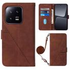 For Xiaomi 13 Crossbody 3D Embossed Flip Leather Phone Case(Brown) - 1