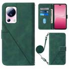 For Xiaomi 13 Lite 5G Crossbody 3D Embossed Flip Leather Phone Case(Dark Green) - 1