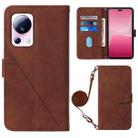 For Xiaomi 13 Lite 5G Crossbody 3D Embossed Flip Leather Phone Case(Brown) - 1