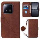 For Xiaomi 13 Pro Crossbody 3D Embossed Flip Leather Phone Case(Brown) - 1