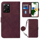 For Xiaomi Poco X5 Pro 5G Crossbody 3D Embossed Flip Leather Phone Case(Wine Red) - 1