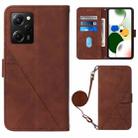 For Xiaomi Poco X5 Pro 5G Crossbody 3D Embossed Flip Leather Phone Case(Brown) - 1