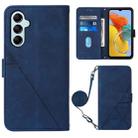 For Samsung Galaxy M14 5G Crossbody 3D Embossed Flip Leather Phone Case(Blue) - 1