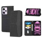 For Redmi Note 12 5G Global Woven Texture Stitching Magnetic Leather Phone Case(Black) - 1