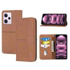 For Redmi Note 12 Pro 5G Global Woven Texture Stitching Magnetic Leather Phone Case(Brown) - 1