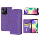 For Xiaomi Redmi 12C Woven Texture Stitching Magnetic Leather Phone Case(Purple) - 1