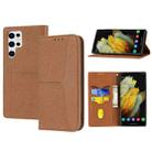 For Samsung Galaxy S23 Ultra 5G Woven Texture Stitching Magnetic Leather Phone Case(Brown) - 1