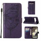 For Google Pixel 8 Embossed Butterfly Leather Phone Case(Dark Purple) - 1