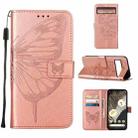 For Google Pixel 8 Embossed Butterfly Leather Phone Case(Rose Gold) - 1